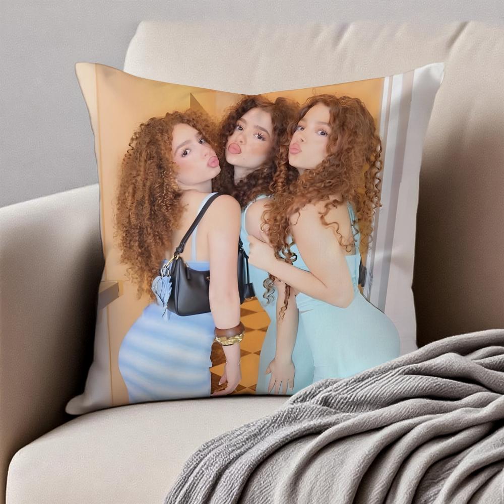Hot Charismatic Celebrity KKalogeras Sisters Cushion Cover Pillowcase Antidustmite Invisible Zipper Short Plush Sofa Cushion