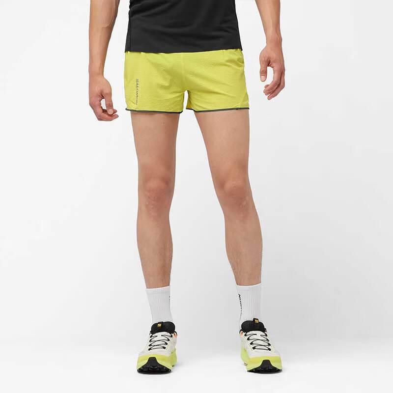 Salomon Pure Comfort Breathable Quick-Dry Sports Shorts Men shorts Yellow Green C21807