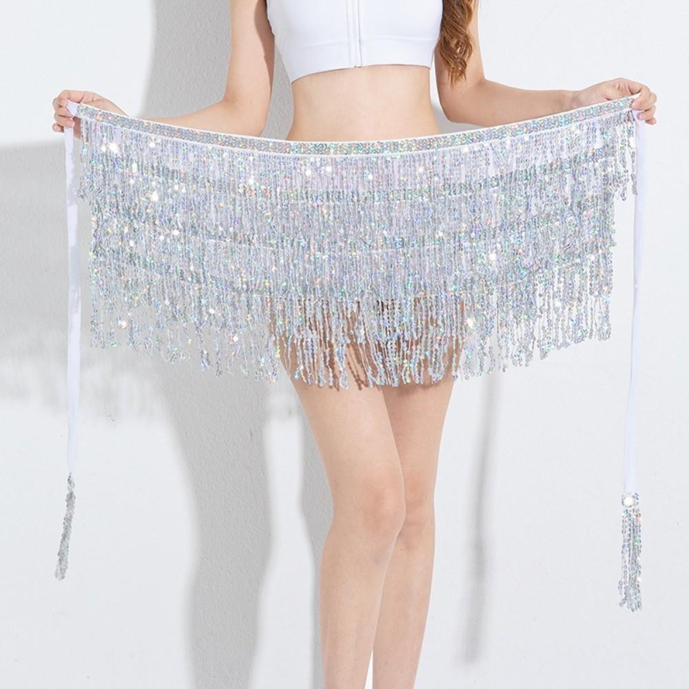 Dress Belly Dance Waist Chain 4-Layer Tassel Hip Scarf Latin Dance Hula Short Skirt Carnival Party