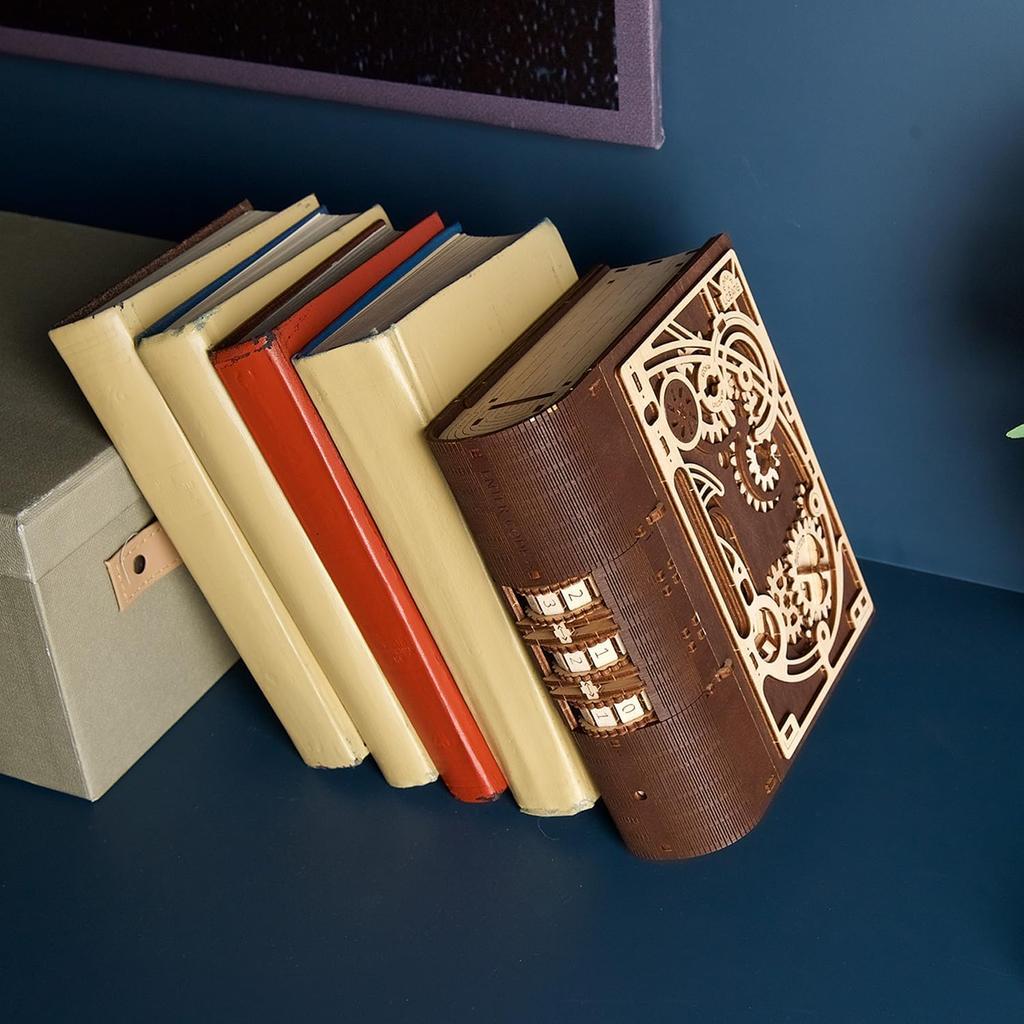 Ugears Księga Sekretów Puzzle z Zamkiem Szyfrowym Drewniane Puzzle Model Rzemieślniczy Nie Wymaga Kleju ani Narzędzi