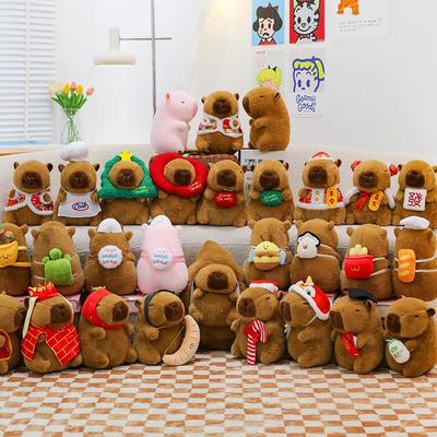 25cm Capybara Plush Simulation Capibara Anime Fluffty Toy Plant Stuffed Doll Holidays Props Decorative Throw Pillow for Kids