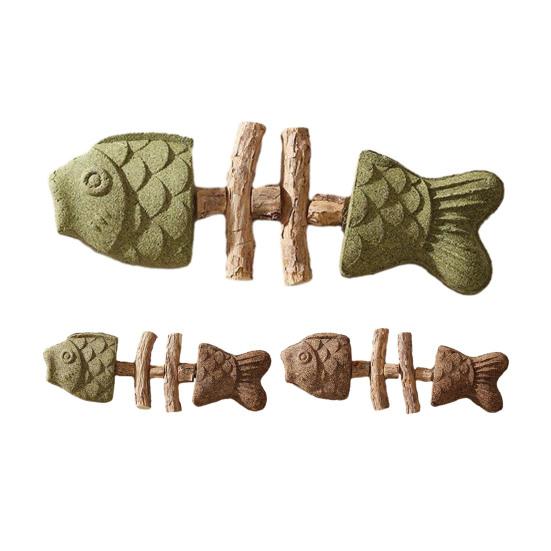 Natürliches Kauspielzeug für Katzen Fischknochen Katzenminze und Silberwein Spielzeug Sicher nur pflanzliche Inhaltsstoffe Spielzeug für die Zahngesundheit von Katzen zur Bereicherung gegen Langeweile