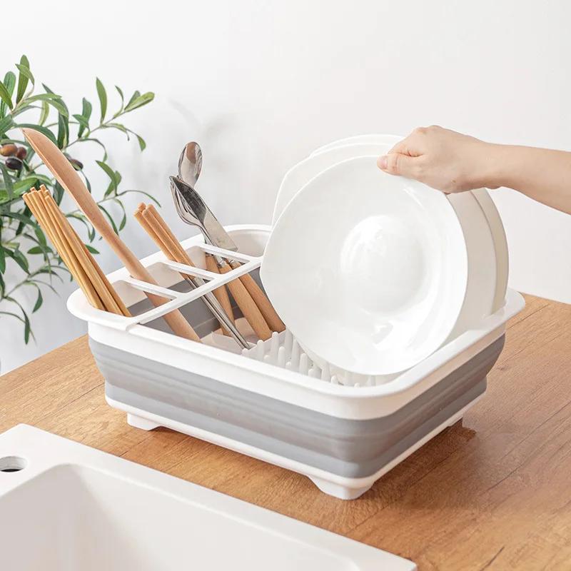Égouttoir à vaisselle pliable pour cuisine, support de rangement, égouttoir, bol, vaisselle, assiette, égouttoir portable, étagère pour la maison, organisateur de vaisselle