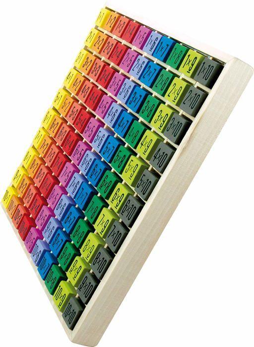 Table de multiplication couleur en bois