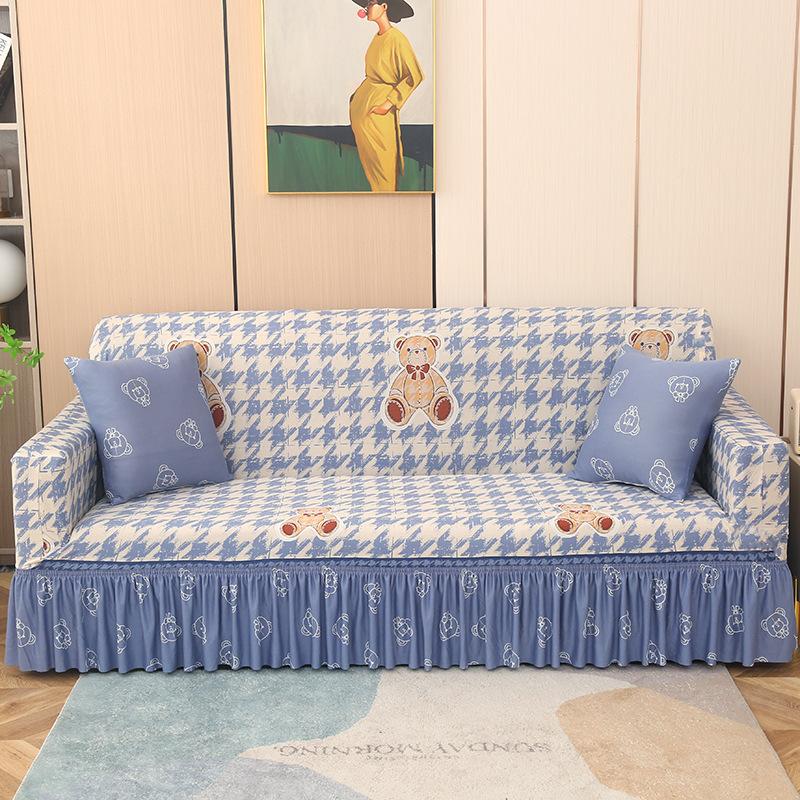 Sofa Cover with Elastic Band Skirt Universal All Season All Inclusive Cover Fabric Cover