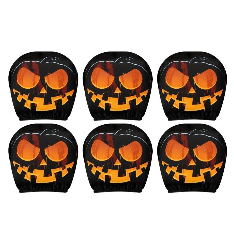 Cartoon Eye Car Seat Headrest Protectors Funny Evil Pumpkins Design Breathable Polyester Fabric Universal Size for Auto