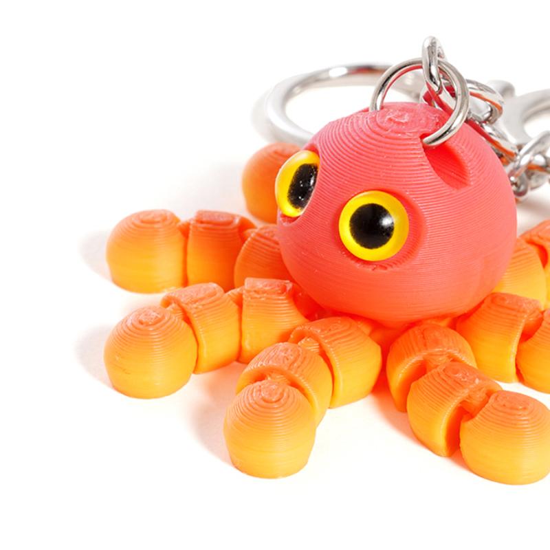 3D Printed Multi-Joint Movable Cute Octopus Little Pendant Keychain Car Key Ring Schoolbag Pendant