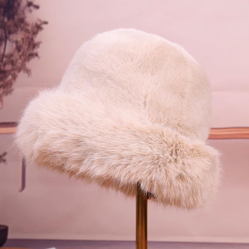 Damski Zimowy Pluszowy Kapelusz Rybaka - Odporny na Zimno, Modny, Podkreślający Twarz, Mały Kapelusz z Norki w Stylu Mongolskim