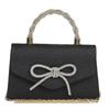 EightSTAR Dress Wedding Bag, Party Bag, Ribbon, Women's, Formal, Beaded, Sparkling, Compact, Handbag, Guest Bag (Black)