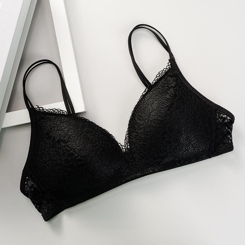 Women's Lace Floral Bralette Solid Color Sleeveless Vest Push Up Bra