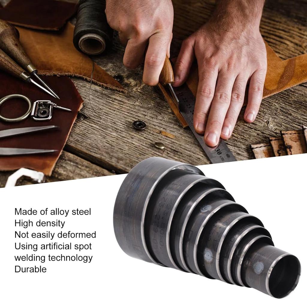 8Pcs Leather Hole Punch Die Round 2560mm Hole Hollow Punch Cutting Leather Circle Punch Punching Die Alloy Steel Deform Prevention Punching Tools