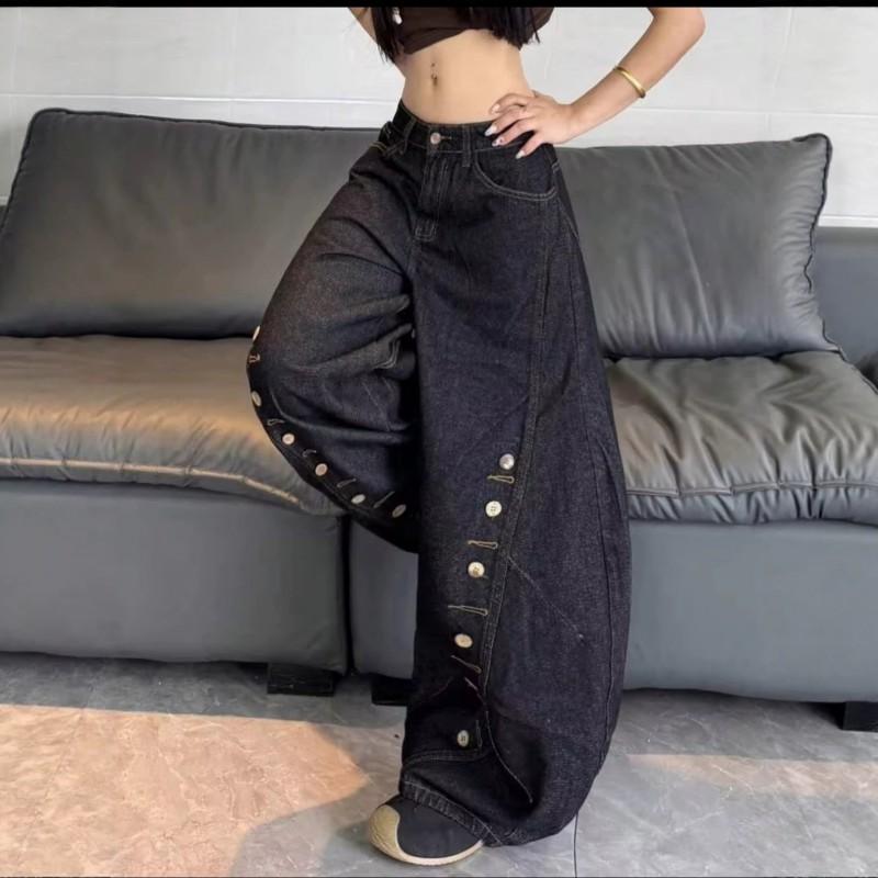 Vintage Baggy Jeans Men Women High Waist Wide Leg Denim Pants Streetwear Style