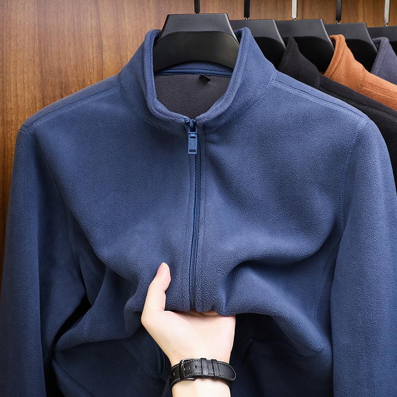 Men's Fleece Jacket: Autumn/Winter Warm Casual Stand-Up Collar Coat for Middle-Aged and Young