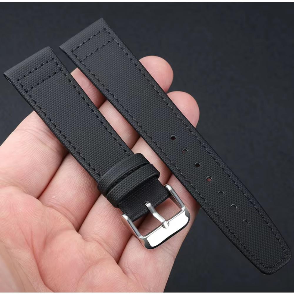 Sailcloth Leather Watch Strap 18mm 20mm 22mm Nylon Canvas Watch Band Qucik Release Wristband Military Sports Waterproof Bracelet
