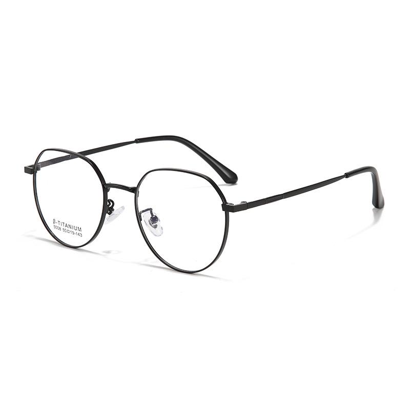 Retro Polygonal Titanium Eyeglass Frame - Fashionable Design for Men & Women
