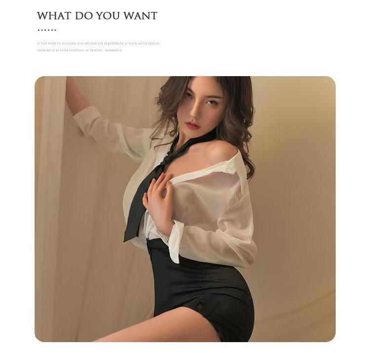 Elegant White-Collar Lingerie Set: Bodycon Skirt & Sexy Sleepwear for Women