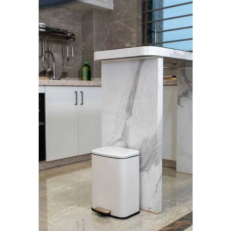 Stainless steel trash can Household large living room high appearance level ins wind with cover foot pedal square dustbin