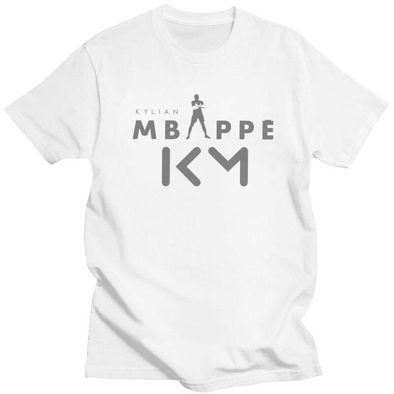 Custom Soccer Gift Mbappes KM Logo T Shirt Men 100 Cotton Tshirt Casual Football Lover Tee Tops Streetwear Tshirts