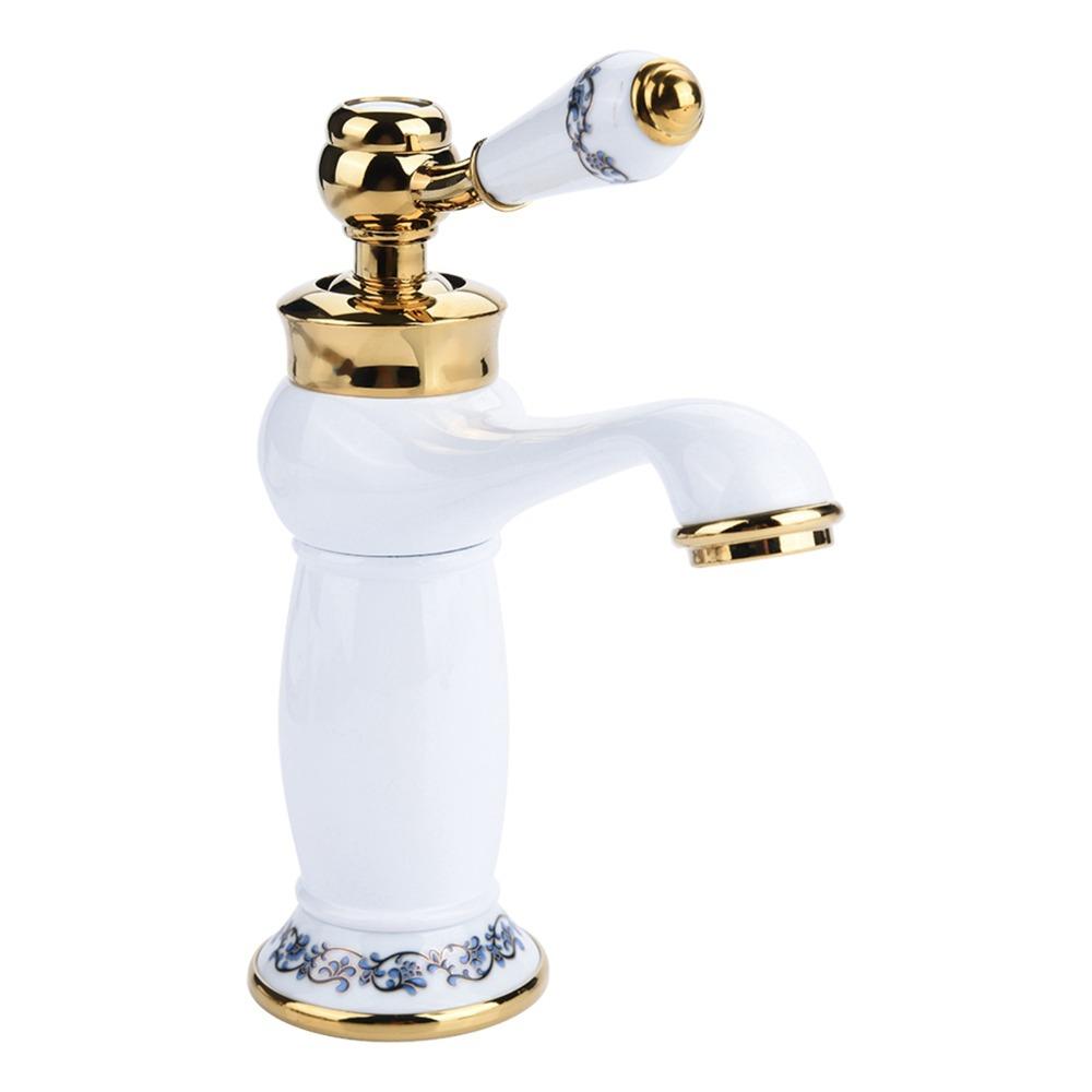 Easy Install Hot Cold Water Mixer Tap with Hose Brass Faucet Tap Deck Mounted Single Handle Water Tap Bathroom Sink