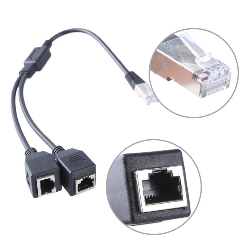 Ethernet-Splitter RJ45 1 Stecker auf 2 Buchsen Ethernet-Splitter-Adapterkabel für LAN-Ethernet-Verlängerungskabel 35 cm