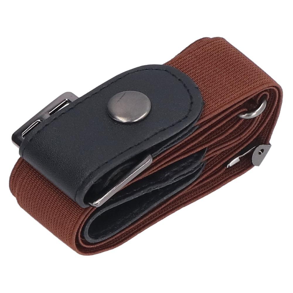 

2PCS Adjustable No Buckle Stretch Belt Stretch Adjustable Waist Belt Women and Men коричневий