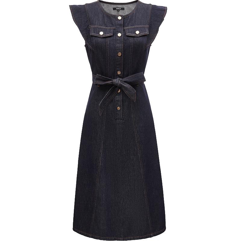 

ONLY Women s Urban Flutter Sleeve Denim Midi Dress S