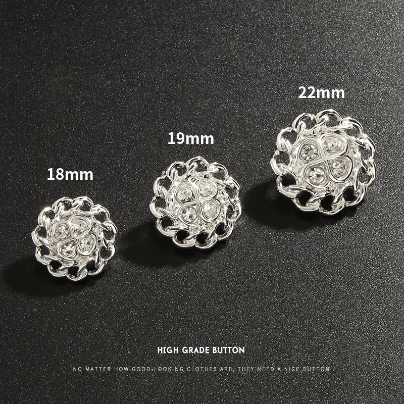 10Pcs Silver Button Women'S Clothes Jacket Fur Coat Diamond Decorative Metal Buttons High-End Button Accessories