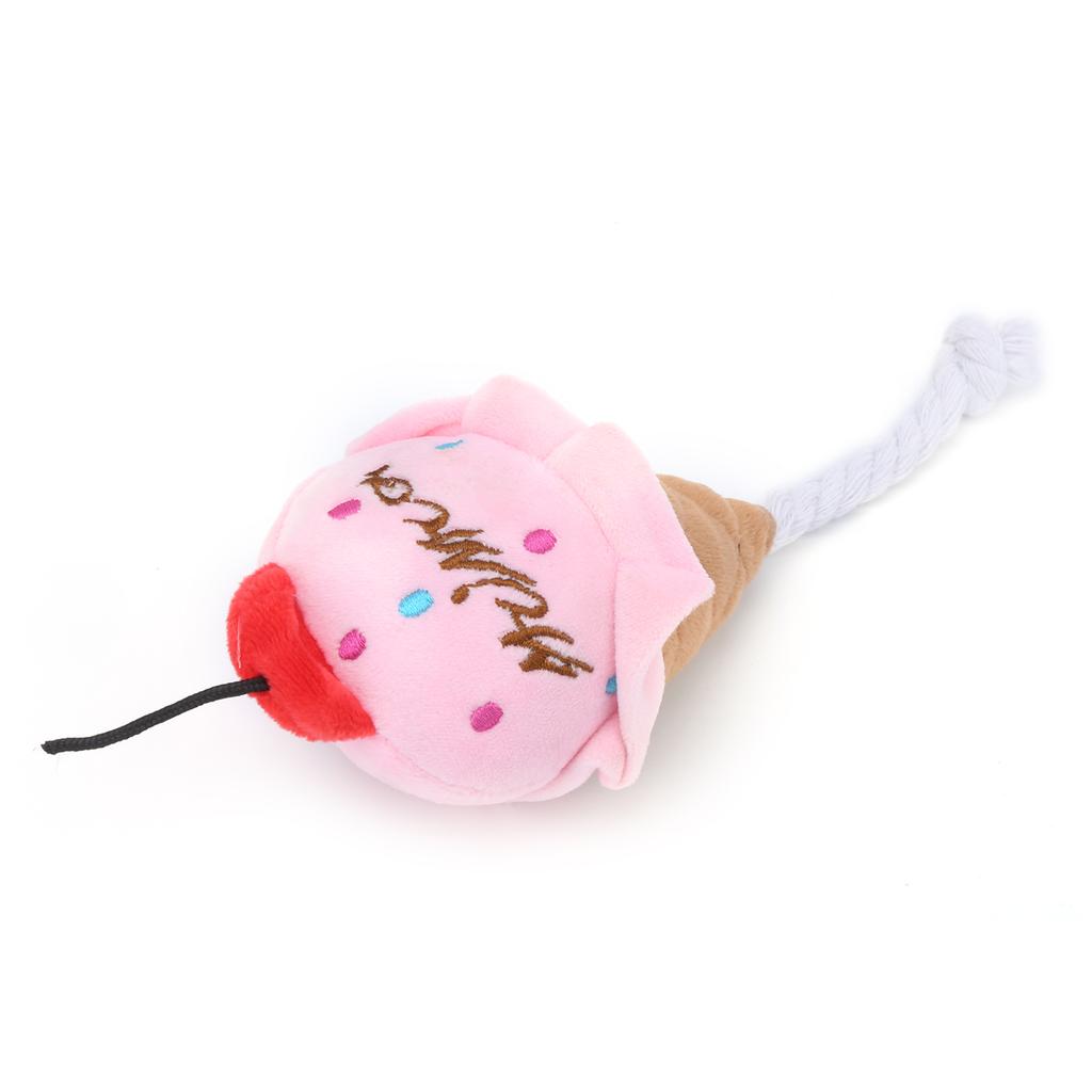 Pet Ice Cream Plush Toys Soft Stuffed Plush Toys Squeaky Chewing Toy for PuppiesPink