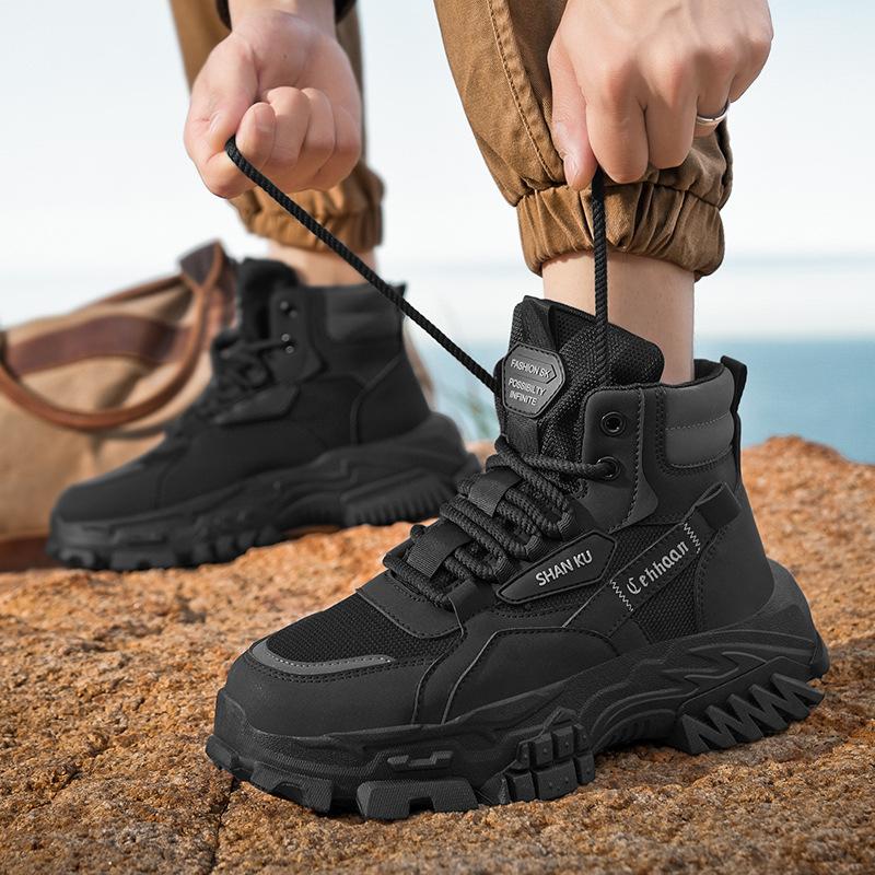 Men's shoes outdoor autumn and winter new thick-soled wear-resistant sports tooling shoes fashion casual Martin boots trend hiking shoes men