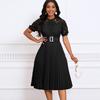 Women's New Short-sleeved Lace Splicing Pleated African Dress Dress Dress