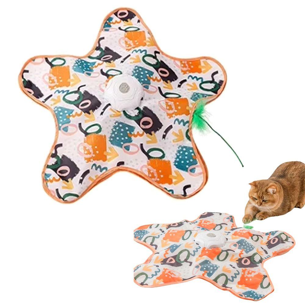Built-in Feathers Interactive Cat Toy Auto-Rotating Disc Automatic Cat Teaser  Cat Training