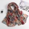 180cm Long Floral Cotton and Linen Scarf for Women, Thin and Soft, Versatile Silk Scarf for All Seasons
