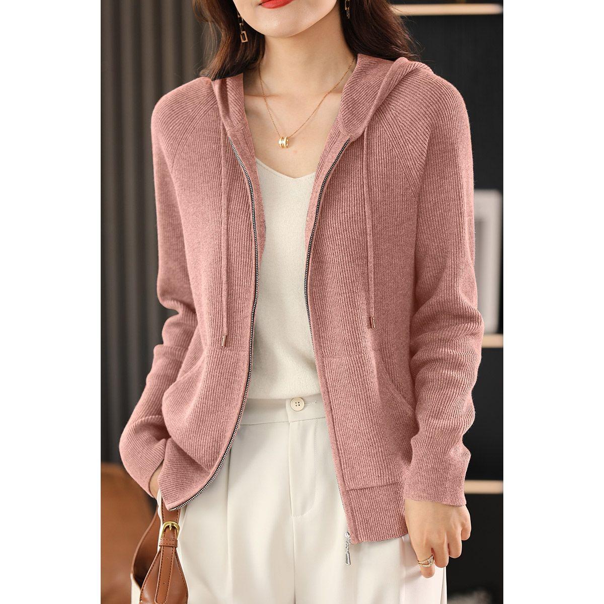 

Женский осенне-зимний свитер с капюшоном, толстой вязки, на молнии, кардиган с карманами, базовая одежда XL