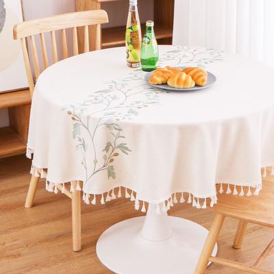 New Fringed Lace Round Tablecloth Modern Simple Household Living Room Embroidery Table Cover Dinner Coffee Table Decoration