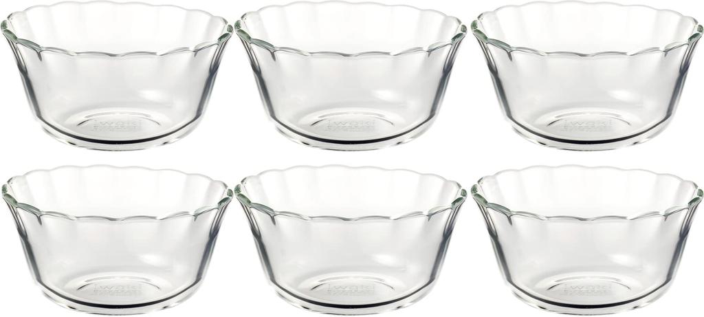 Iwaki Heat-Resistant Glass Custard Cups, 180ml x 6-Pack, BC463