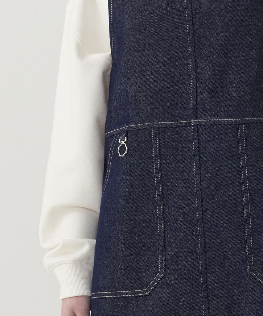 Covernat Woman Suspender Denim Dress Indigo