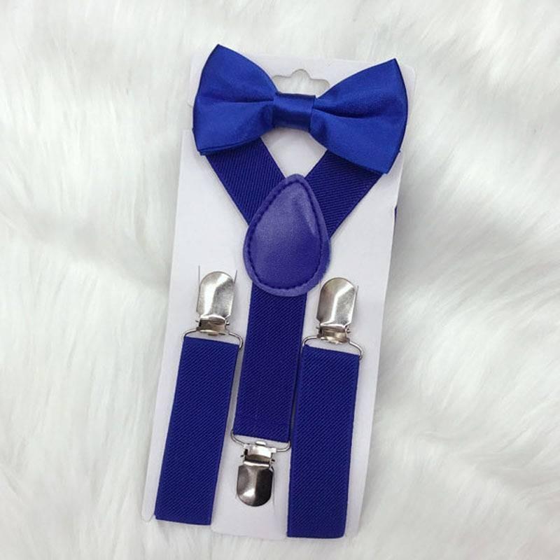 Elegante Set di Bretelle Elastiche e Papillon per Bambini e Bambine in Diversi Colori