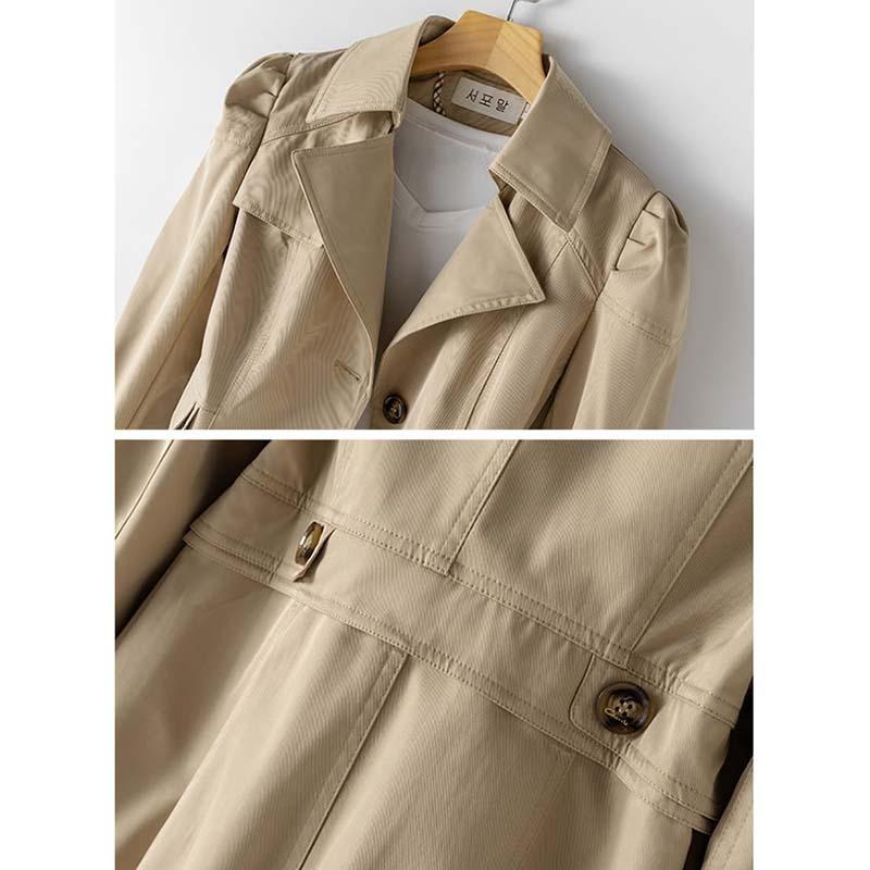Woman Elegant Single-breasted Mid-Long Trench Coat Plus Size Solid Turn Down Collar Windbreaker Full Sleeve Slim Fit Overcoat