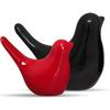 Creative Black and Red Glossy Ceramic Birds Figurines Home Decorations Accessories Party (Pack of 2, Black and Red)