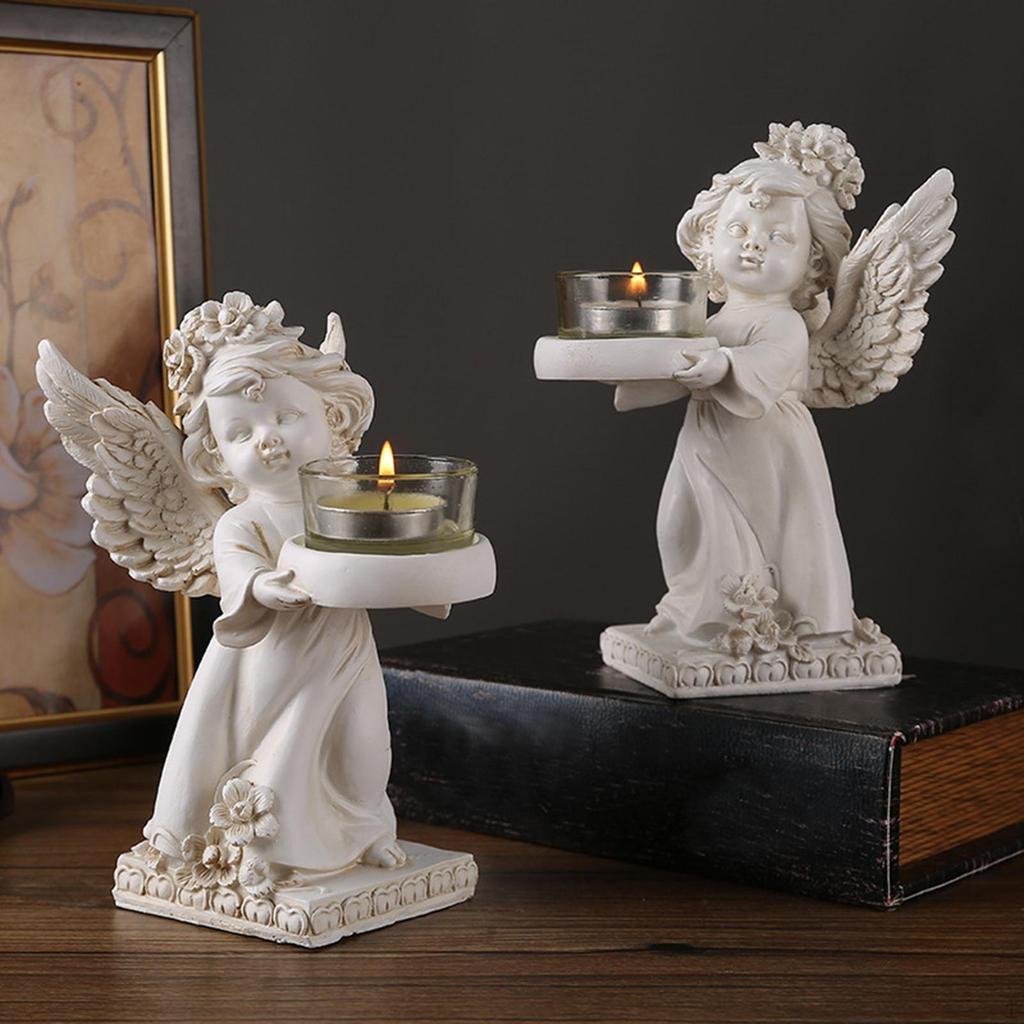 Andělská figurka na svíčku Stojan na čajovou svíčku Resin Vintage Stolní Ornament Svícen
