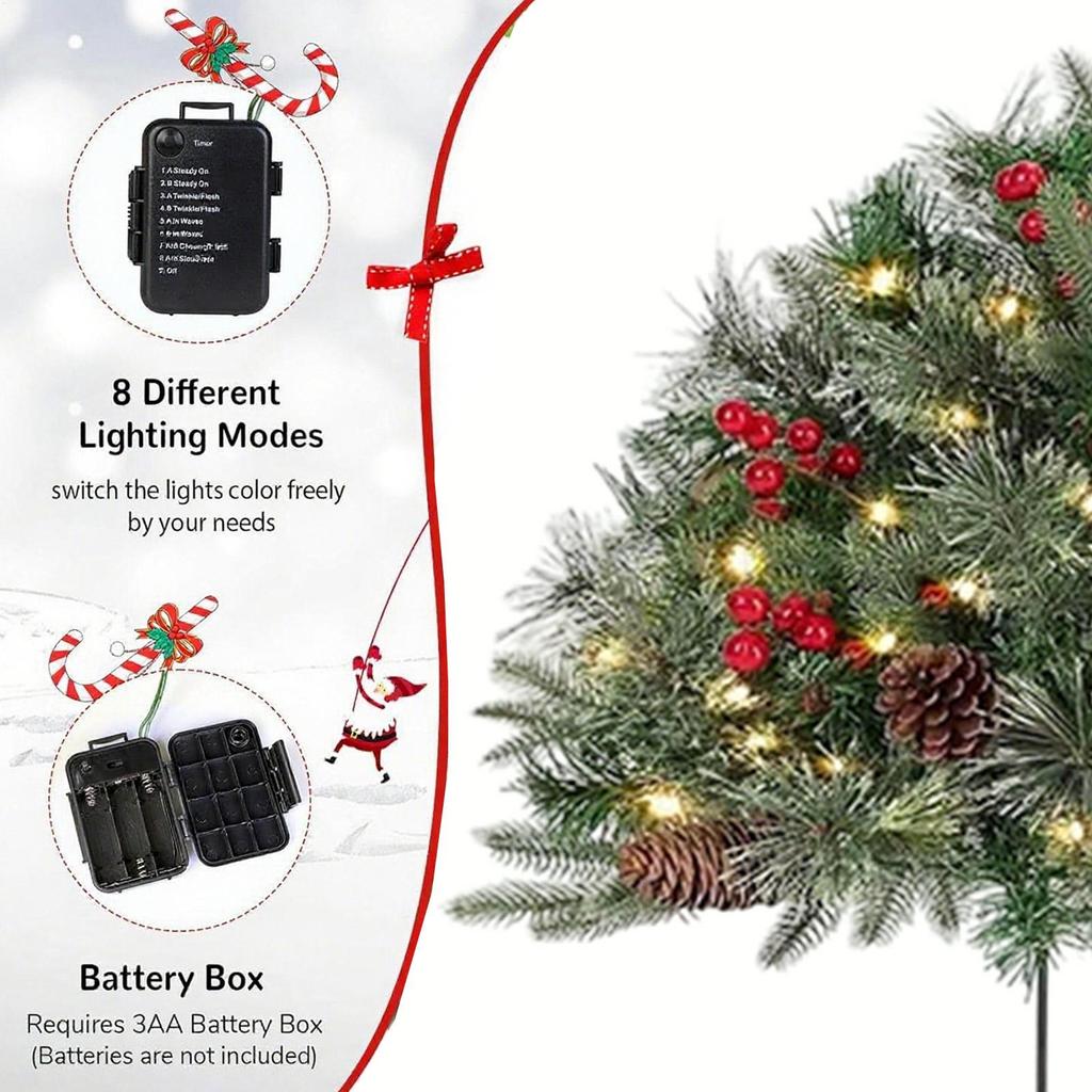 Outdoor Christmas Urn Filler Urn Filler Outdoor Ornaments Branches Ornaments Sparkling Light Decor For Cemetery Porch Front Yard