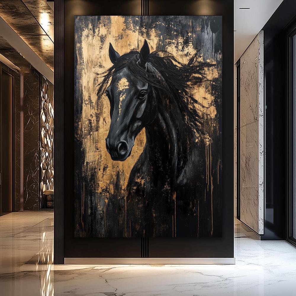 Fox Elephant Eagle Canvas Painting Black Gold Animal Print Poster Luxury Wild Animal Decoration Abstract Modern Gold Home Decor