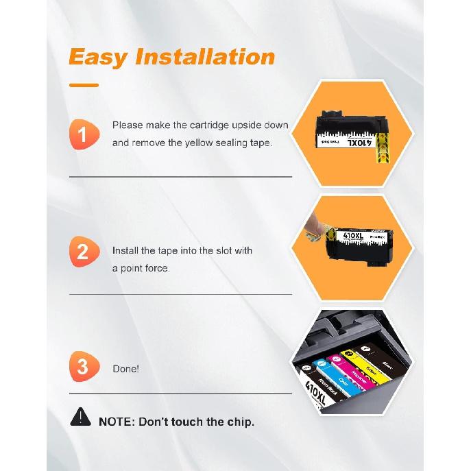 5 Pack 410XL Ink Cartridges for Epson 410 Ink Cartridges Combo Pack Remanufactured for Epson 410XL Works with Epson Expression XP-830 XP-7100 XP-640