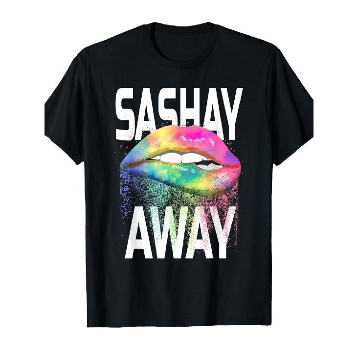 Sashay Away Lustige tropfende Lippen Diva Drag Queen Geschenk Shirt Lustiges Britisches Mode Grafik T-Shirt, Weich Unisex, T-Shirts, Bequeme Freizeitkleidung, Groß