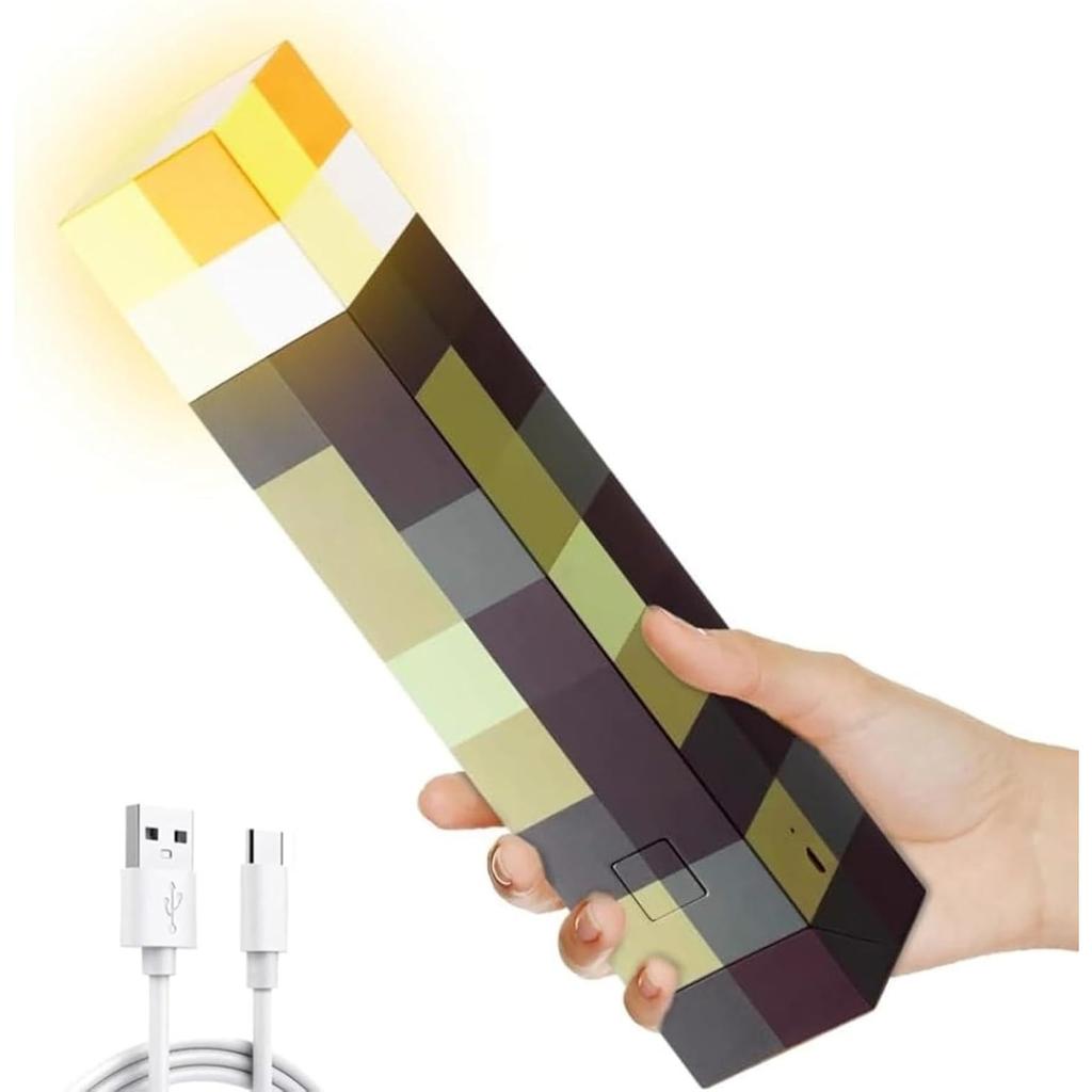 Glowing Wall Torch Lamp Flashlight - USB Rechargeable Night Light, 4 Light Options- Wall-Mounted or Handheld LED Lighting for Kids’ Playroom