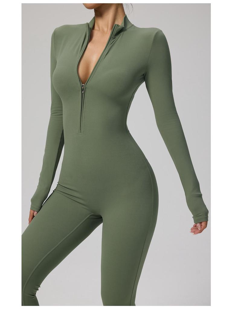 Manyi Zipper Nude Long Sleeve Yoga & Fitness Jumpsuit 8306