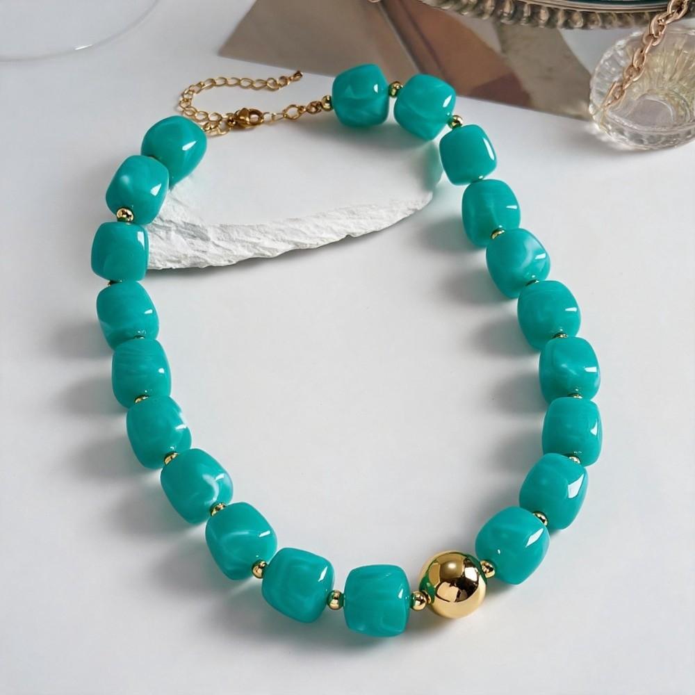 Multi Color Beaded Necklace Resin Acrylic Vintage Choker Resin Beaded Chokers Vacation Accessories