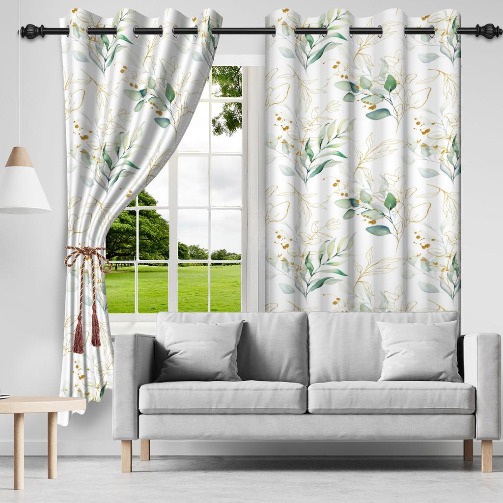 Minimalist Pattern Blackout Curtains Nature Printed Curtains For Living Room Bedroom Kitchen Zen Style Top Grommet Window Drapes