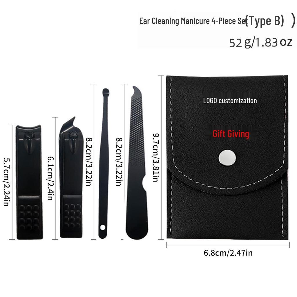 Nail Clipper & Angled File Set with Ear Pick - Manicure Tools for Women