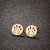 Cute Pet Dog Paw Print Stud Earrings Mini Golden Color Sweet Stainless Steel Ear Studs For Women Girls Fashion Zircon Gifts